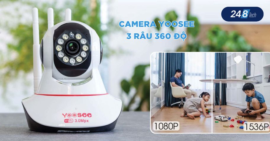 Camera gia đình giá rẻ Yoosee 3 Râu 360 độ