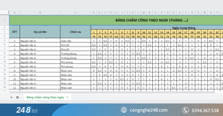 Hệ thống chấm công thủ công