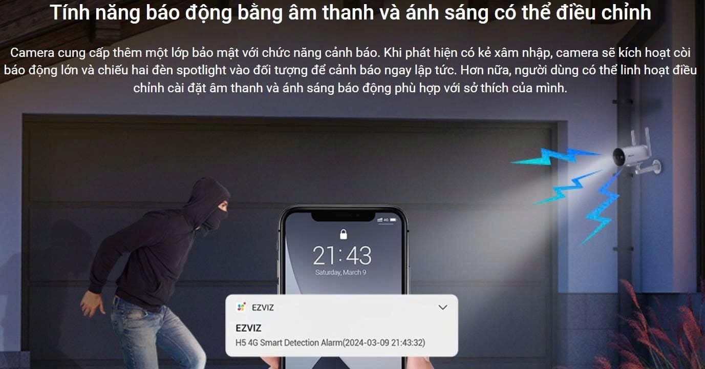 Camera 4G Ngoài Trời Không Dây EZVIZ H5 2K 3 Camera 4G ngoài trời không dây EZVIZ H5 2K