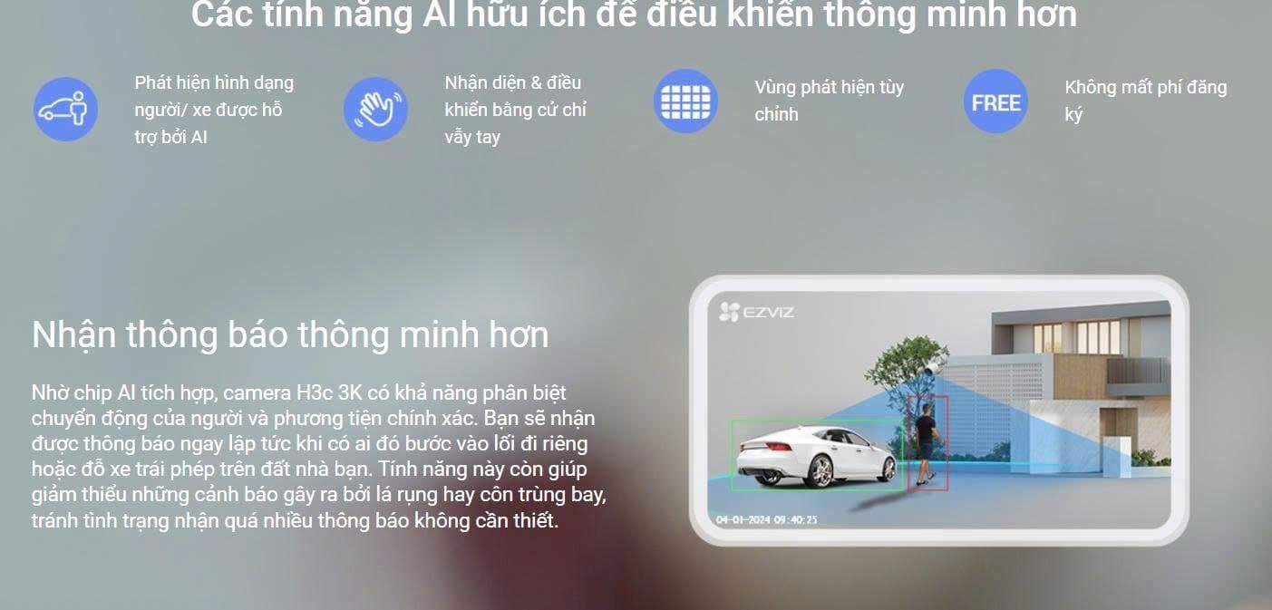 Camera WiFi thông minh 5MP EZVIZ H3C 3K 2 Camera WiFi thông minh 5MP EZVIZ H3C 3K