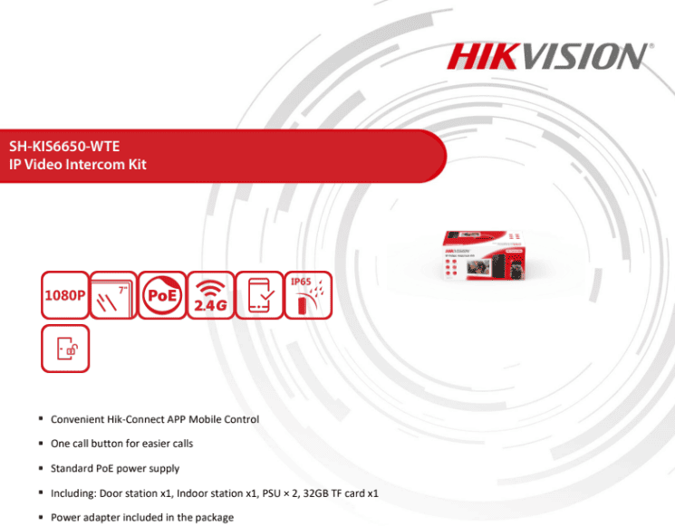 Chuông cửa IP Hikvision SH-KIS6650-WTE
