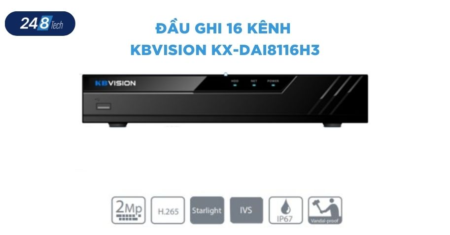 Đầu ghi 16 kênh KBVISION KX-DAI8116H3