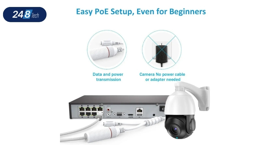 Kết nối đường truyền cáp mạng camera