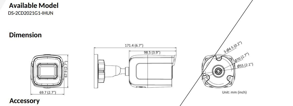 Camera 2MP Hikvision DS-2CD2021G1-IHUN