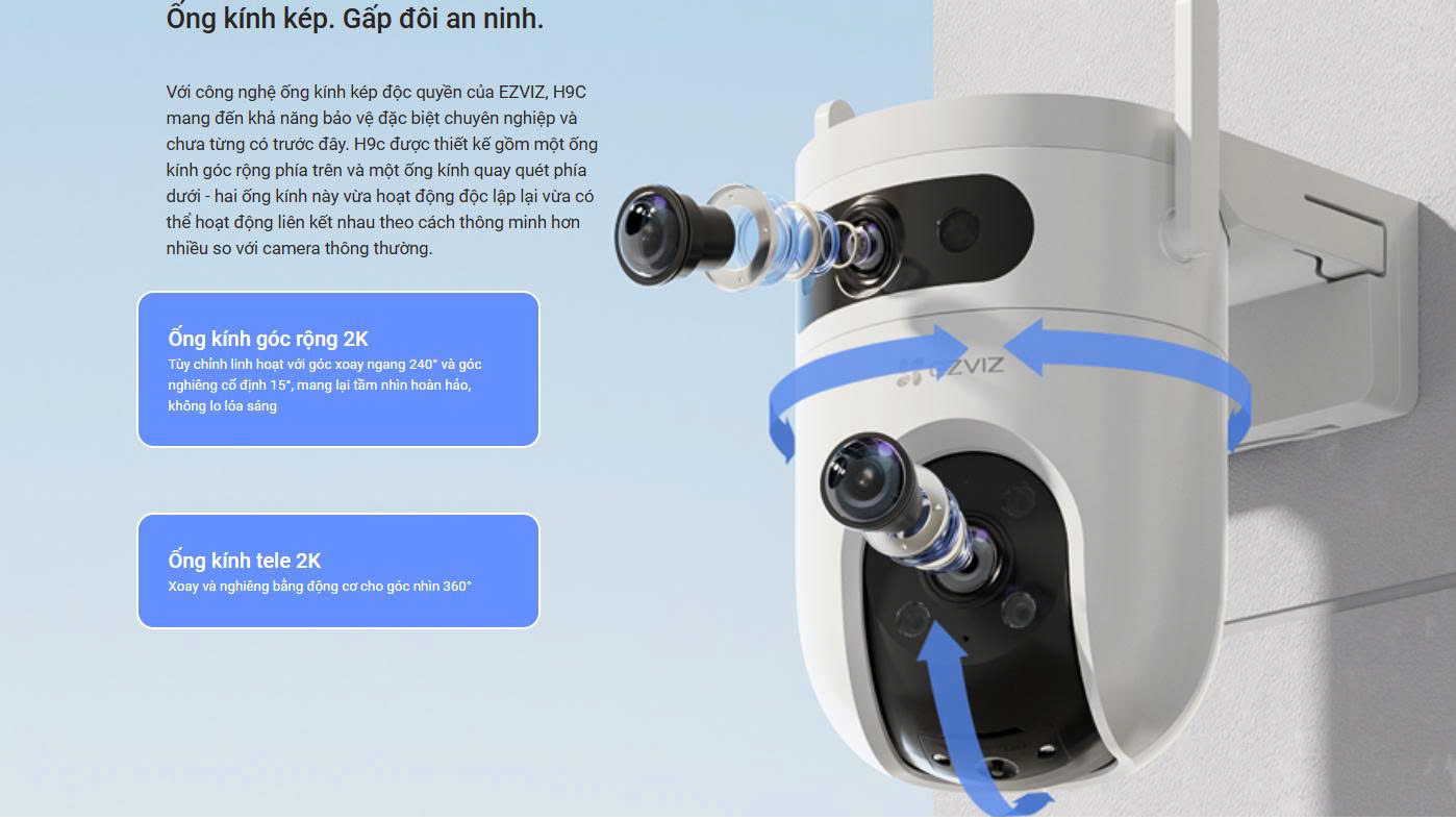 Camera WiFi Mắt Kép EZVIZ H9C 2K (3MP+3MP)
