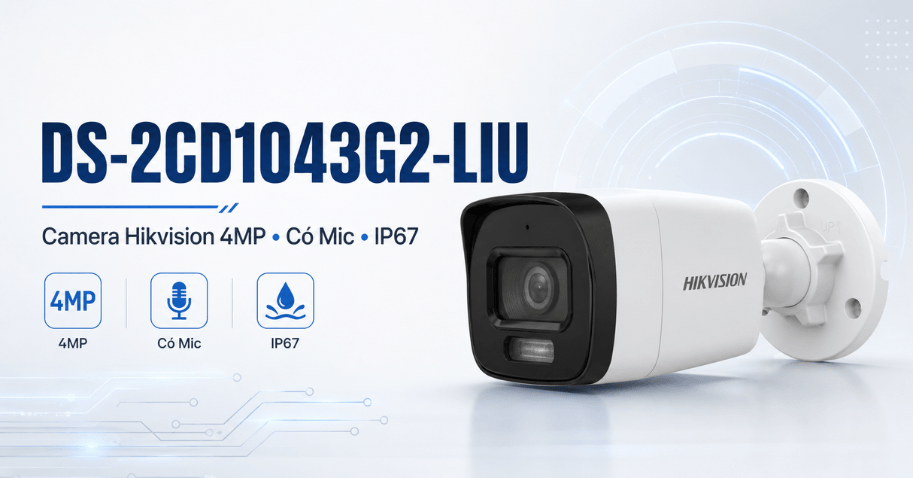 Camera Hikvision DS-2CD1043G2-LIU 4MP có mic chính hãng