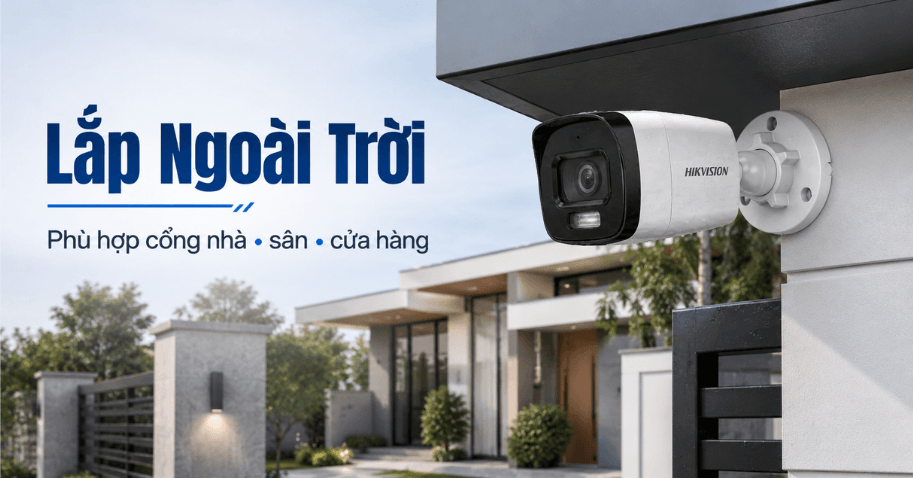 Camera DS-2CD1043G2-LIU lắp ngoài trời tại cổng nhà