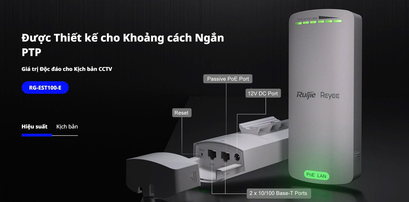 Bộ bắn điểm Wifi Reyee RG-EST100-E (1 cặp)