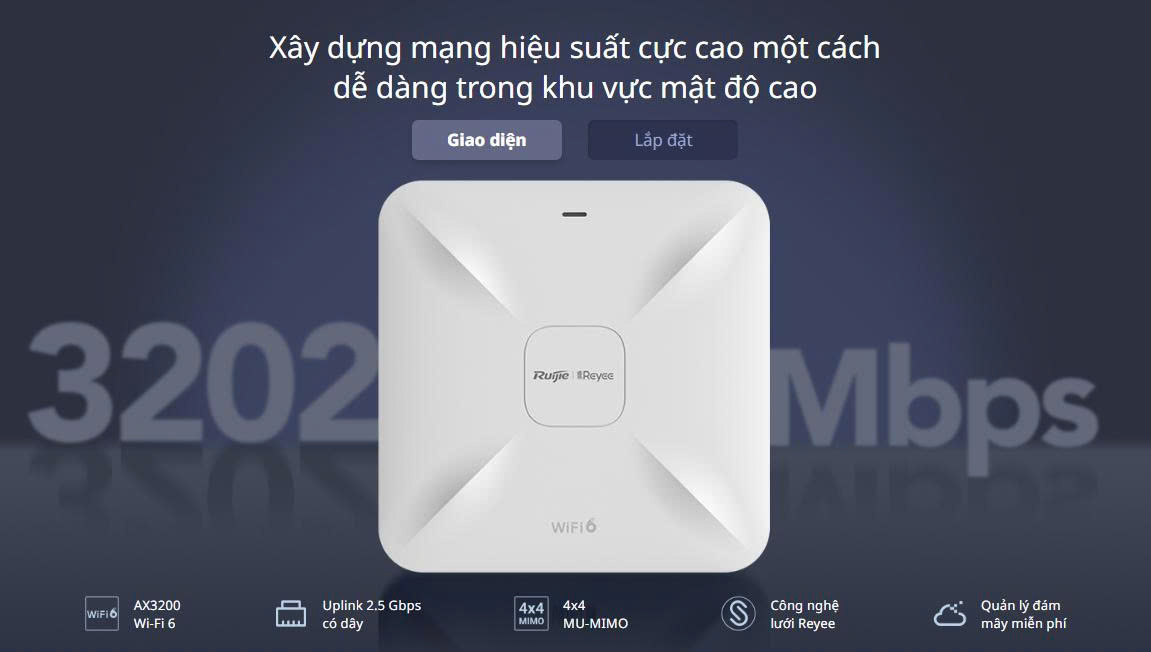 Bộ phát WiFi ốp trần Reyee RG-RAP2260(G)