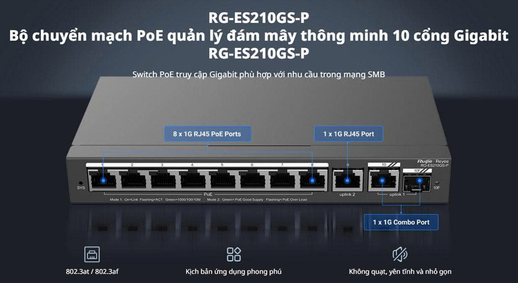 Switch 10 Cổng RUIJIE REYEE RG-ES210GS-P