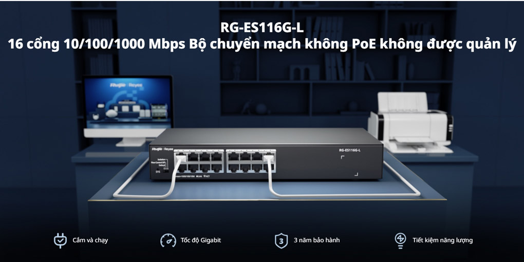 Switch 16 cổng RUIJIE REEYE RG-ES116G-L