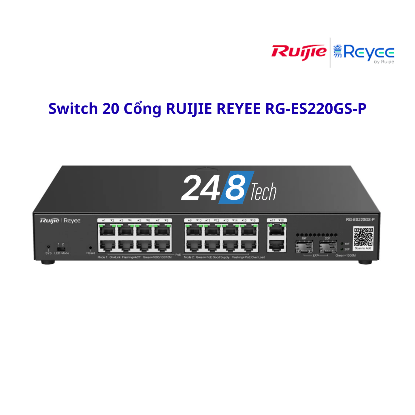 Switch 20 Cổng RUIJIE REYEE RG-ES220GS-P Switch 20 Cổng RUIJIE REYEE RG-ES220GS-P