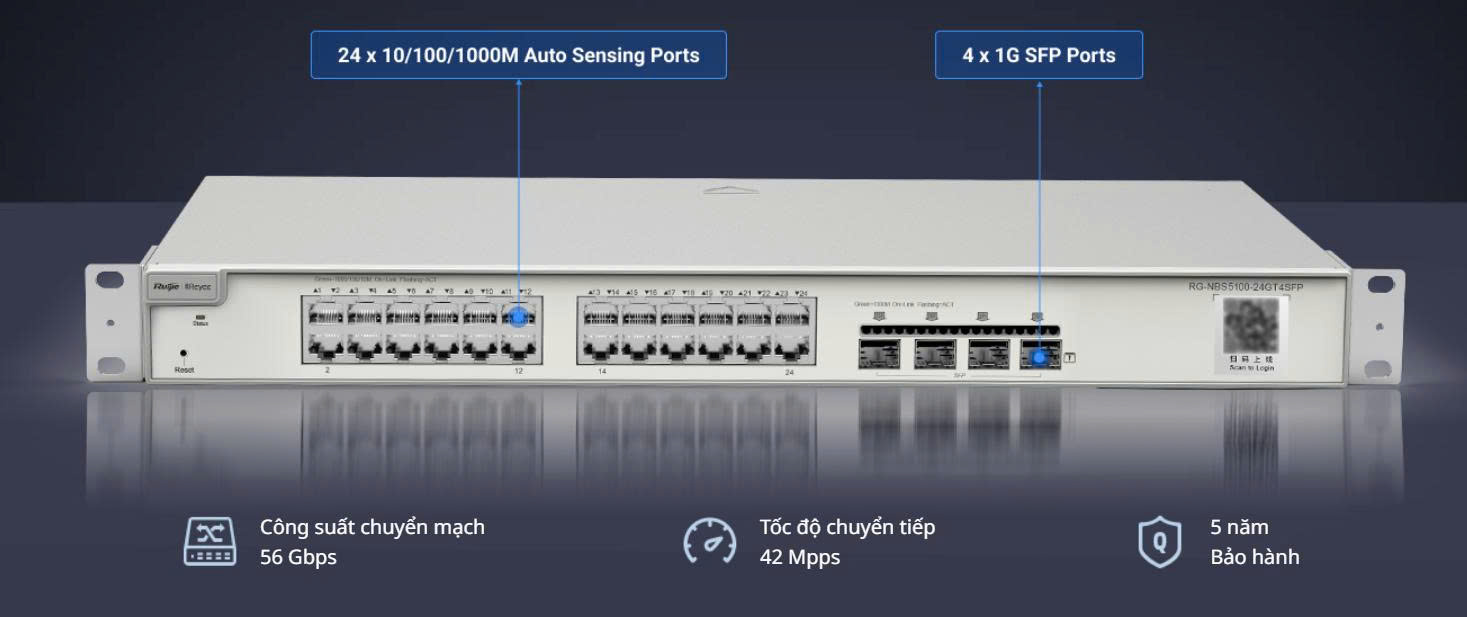 Switch 24 Cổng REYEE RG-NBS5100-24GT4SFP 1 Switch 24 Cổng REYEE RG-NBS5100-24GT4SFP