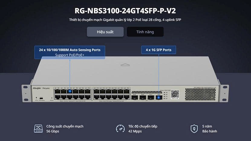 Switch 24 Cổng RG-NBS3100-24GT4SFP-P-V2 1 Switch 24 Cổng RG-NBS3100-24GT4SFP-P-V2