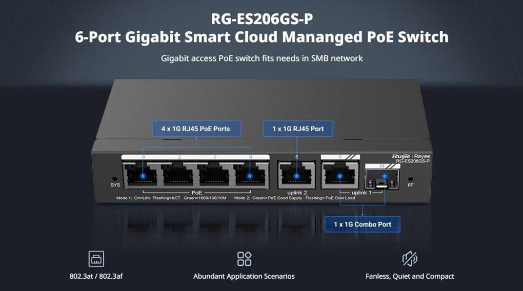 Switch 6 Cổng RUIJIE REYEE RG-ES206GS-P